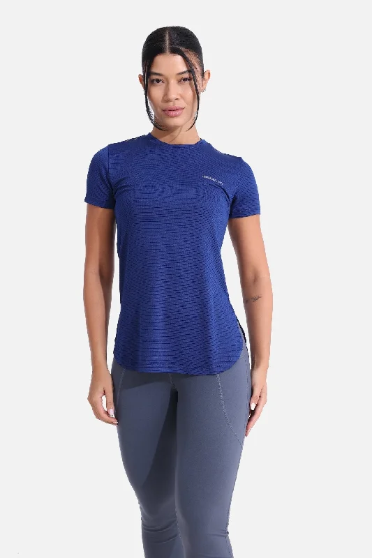 Bellwether Blue LiteRun Performance Tee Graphic T-Shirt Round Neck Polyester