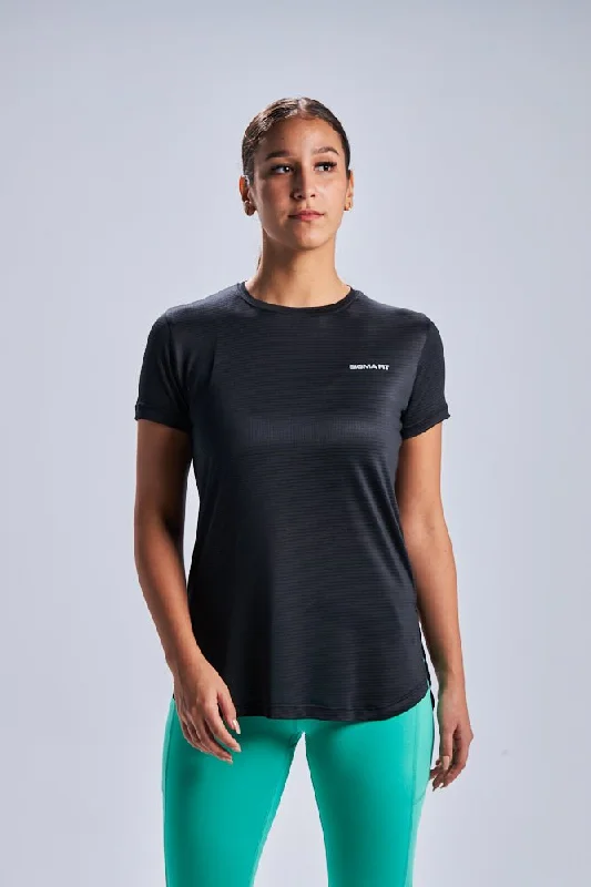 Black LiteRun Performance Tee Houndstooth Herringbone Solid