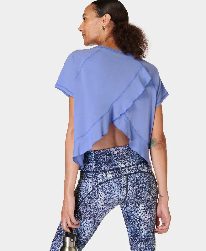 Breathe Easy Ruffle T-shirt Sb9954 Cornflower-Blue Lace Blend Ribbed Blend Corduroy Blend