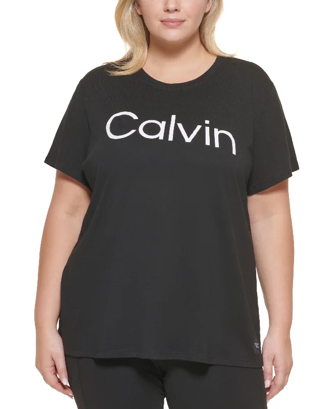 Calvin Klein Performance Plus Size Logo Graphic T-Shirt Houndstooth Herringbone Solid