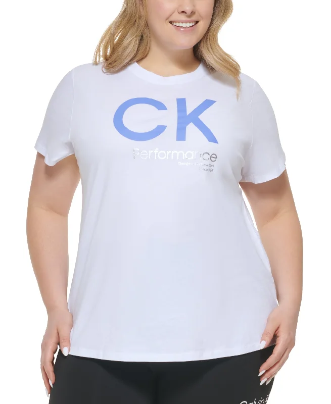 Calvin Klein Performance Plus Size Logo T-Shirt Hooded Caped Shawl Collar