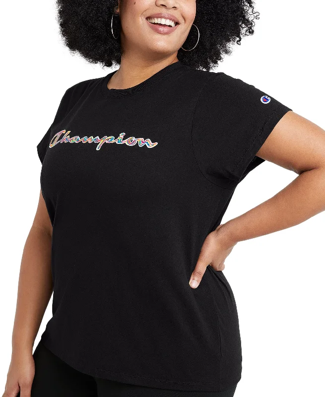 Champion Plus Size Logo T-Shirt Iron Safe Non-Iron Wrinkle Free