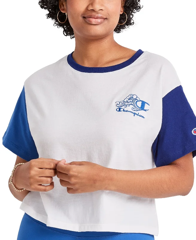Champion Womens Colorblocked Cropped T-Shirt Fitted T-Shirt Seamless Stretchy