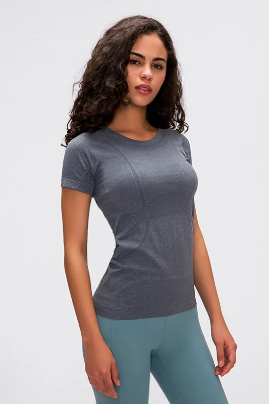 Compression Crewneck Tee Satin Blend Silk Blend Wool Blend