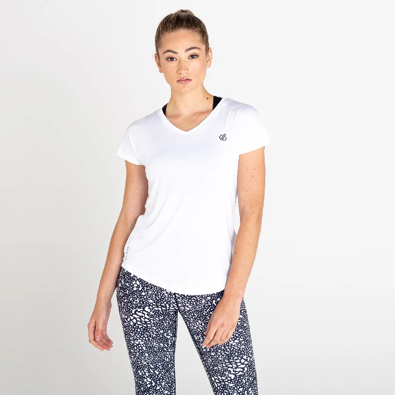 Dare2b Ladies Lightweight Wicking Vigilant Tee-WHITE Houndstooth Herringbone Solid