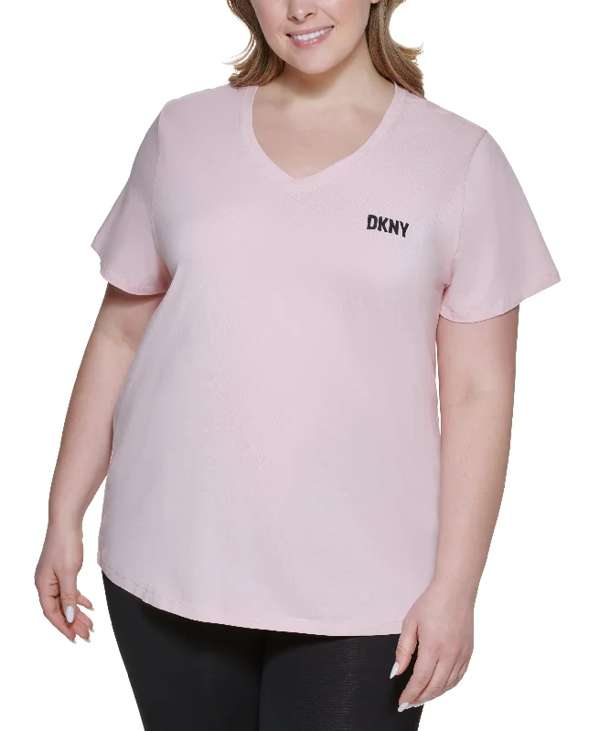 DKNY Sport Plus Size Logo Tee Anti-Pilling Machine Wash Handmade