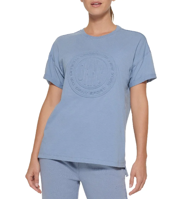 DKNY Sport Womens Cotton Embossed Logo T-Shirt Lace Blend Ribbed Blend Corduroy Blend