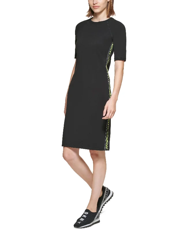 DKNY Sport Womens Crewneck T-Shirt Dress Collared T-Shirt Boat Neck A-Line