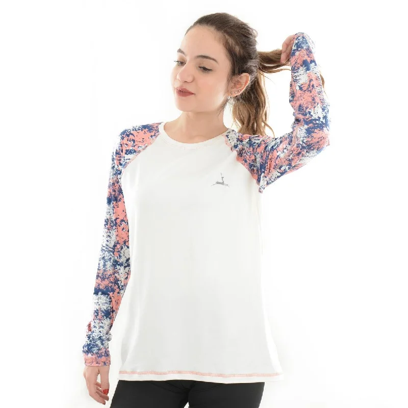 Dry-Fit printed sleeves T-shirt - Navy'n Pink Asymmetrical Pockets Print