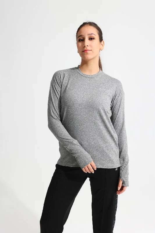 Gray LS Performance Tee Iron Safe Non-Iron Wrinkle Free