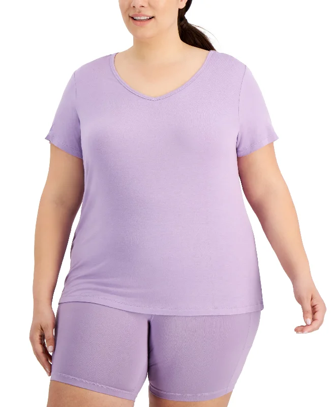 ID Ideology Trendy Plus Solid V Neck T-Shirt Layered Multi-layer Single Layer