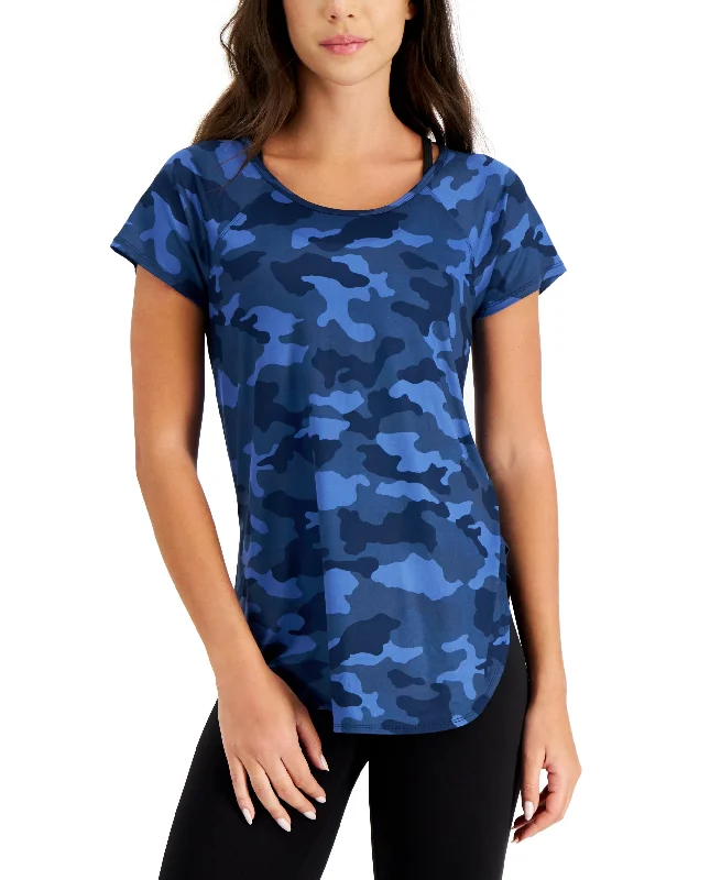 ID Ideology Womens Essentials Sweat Set Camo T-Shirt Hooded Caped Shawl Collar