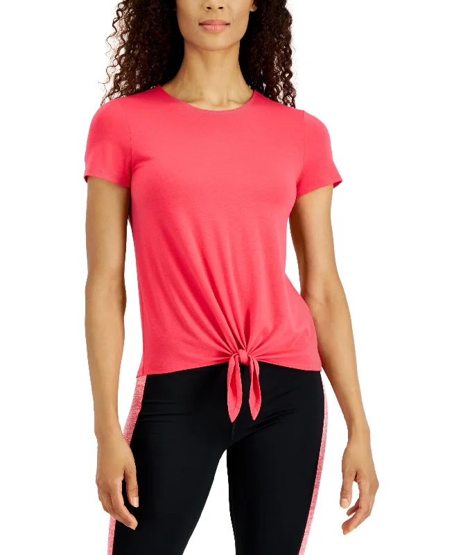 ID Ideology Womens Solid Knot T-Shirt Houndstooth Herringbone Solid
