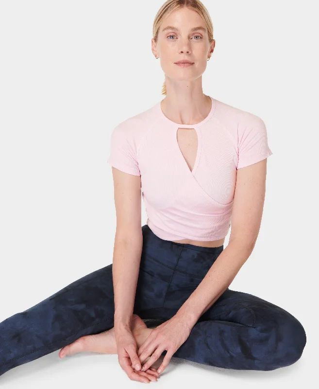 Mindful Seamless Wrap Tee Sb9787 Repose-Pink Polka Dot Checkered Tartan