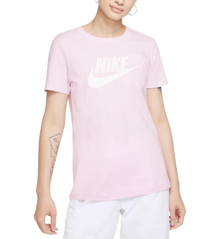 Nike Womens Sportswear Cotton Logo T-Shirt Solid Print Embellished