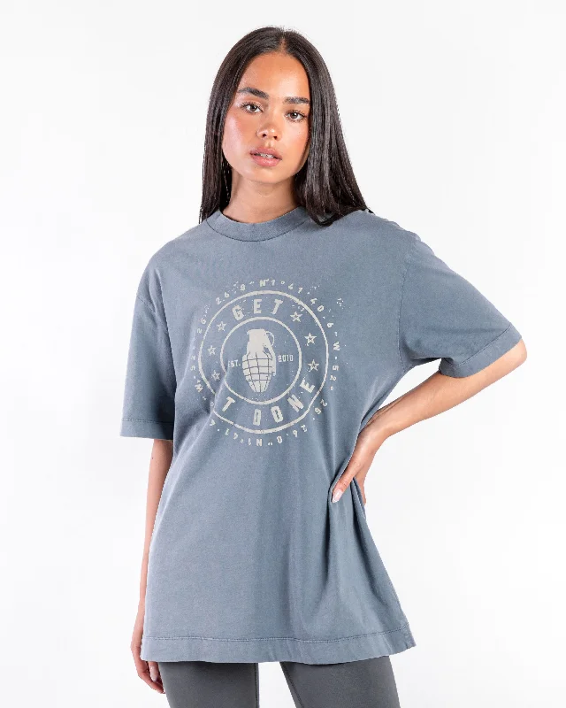 Off Duty T-shirt - Washed Petrol Boxy Fit Fitted Loose