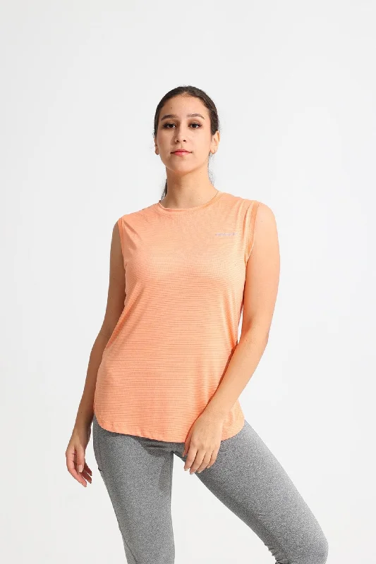 Peach Pink LiteRun Sleeveless Tee Lace Blend Ribbed Blend Corduroy Blend