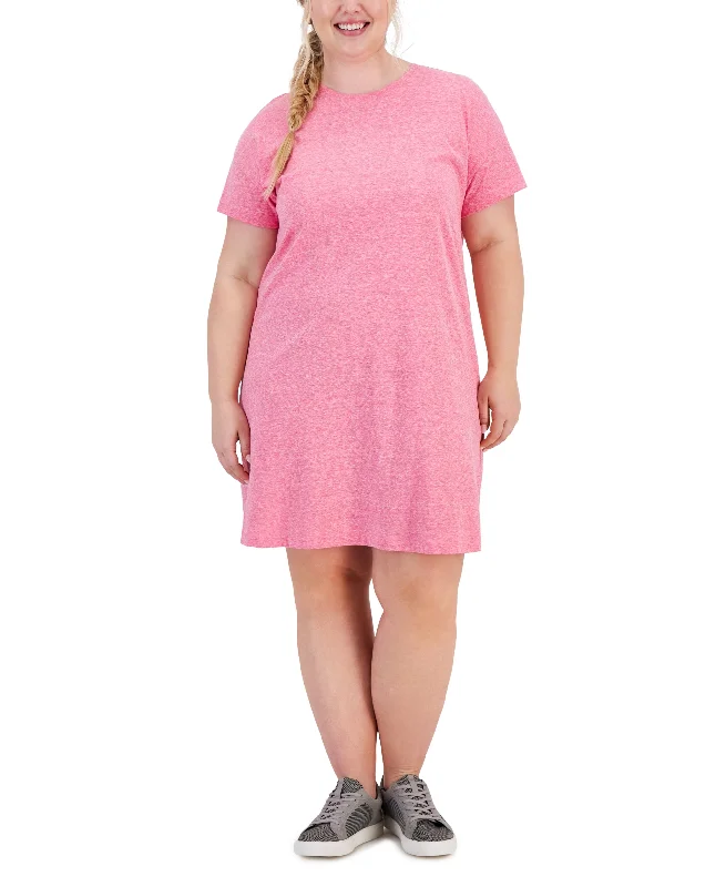 Plus Size T-Shirt Dress Notch Collar Peter Pan Collar Cowl Neck