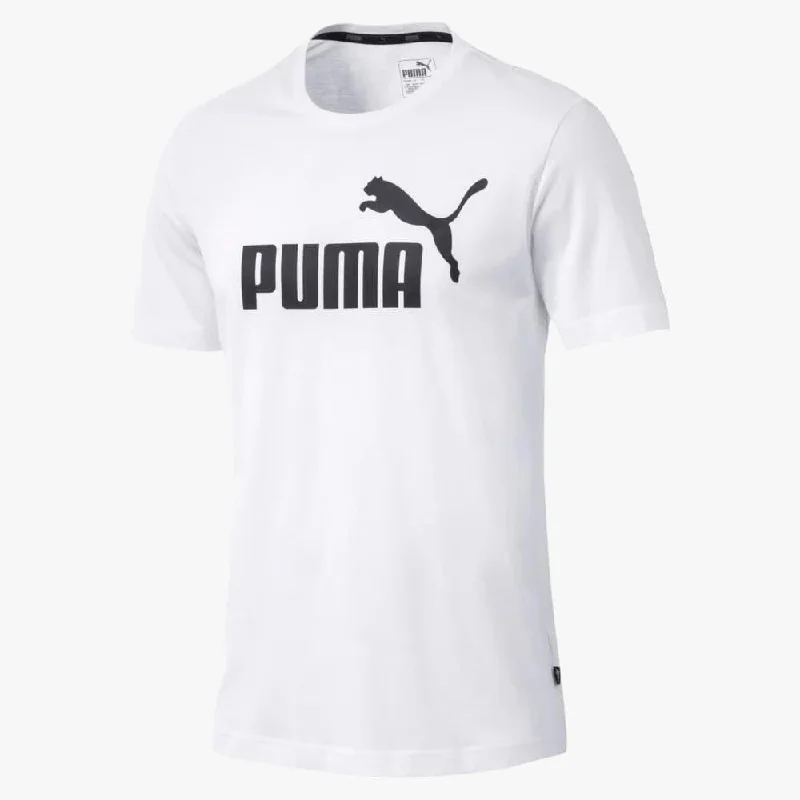 Puma Womens Ess Logo Short Sleeve Tee White Real Fur Shearling Chenille