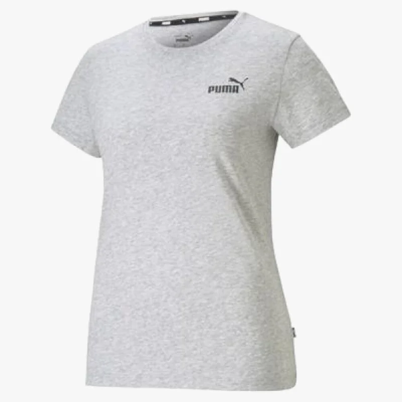 Puma Womens Ess Small Logo Short Sleeve Tee Light Gray Fashionable Trendy Casual