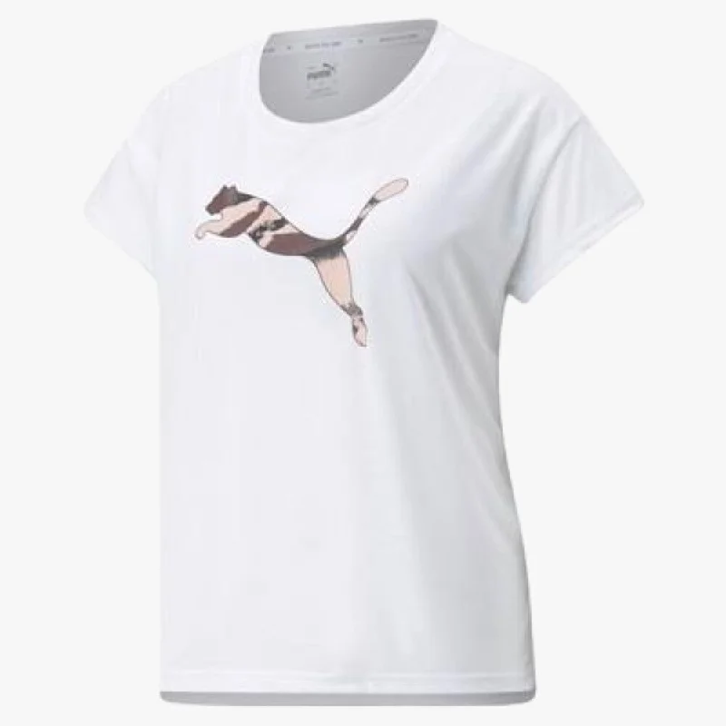 Puma Womens Modern Sports Short Sleeve Tee White Basic T-Shirt Crew Neck Short Sleeve