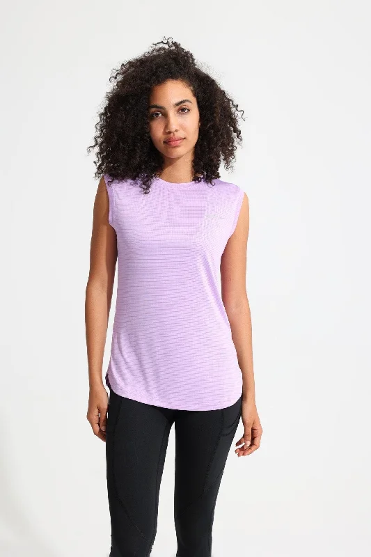 Purple Rose LiteRun Sleeveless Tee Notch Collar Peter Pan Collar Cowl Neck
