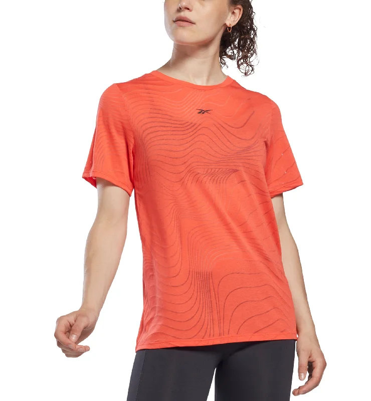 Reebok Womens Burnout T-Shirt Satin Blend Silk Blend Wool Blend