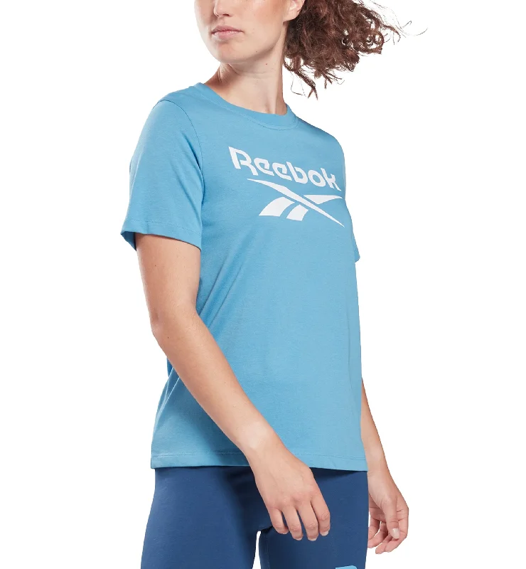 Reebok Womens Logo T-Shirt Solid Print Embellished