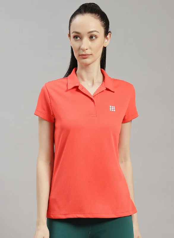 Women Orange Solid T-Shirt Cozy Warm Stylish