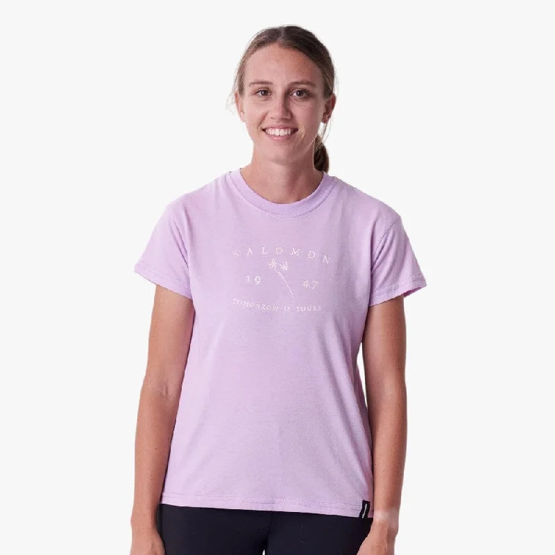 Salomon Womens Simple Things Short Sleeve Tee Digital Lavender Collared Crew Neck Turtle Neck