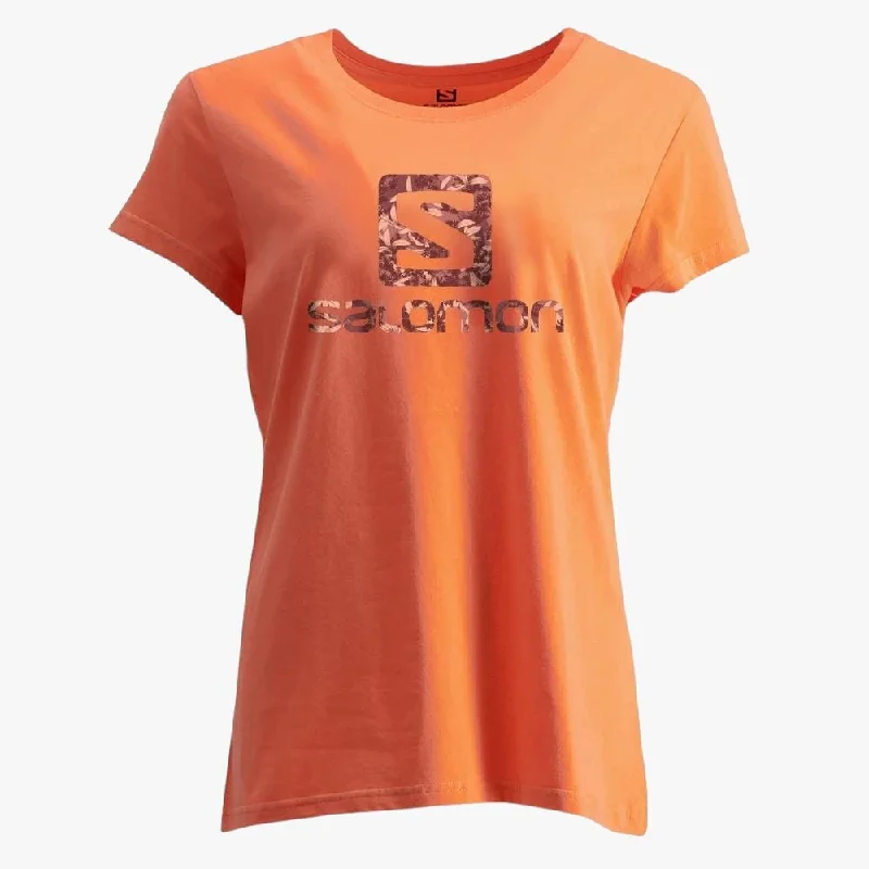 Salomon Womens Teacup Short Sleeve Tee Coral Zippered Front Buttoned Front Snap Front