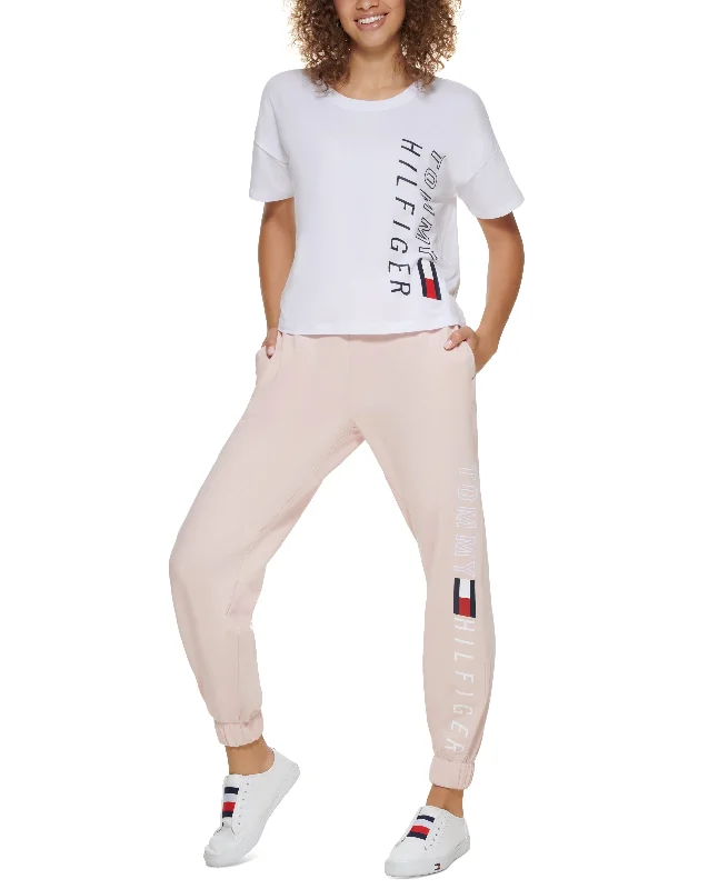 Tommy Hilfiger Sport Cropped Logo T-Shirt Nylon Fabric Polyester Fabric Spandex Fabric