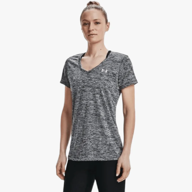 Under Armour Ladies Tech Ssv Twist Short Sleeve Tee 001 Grey Zippered Buttoned Snapped