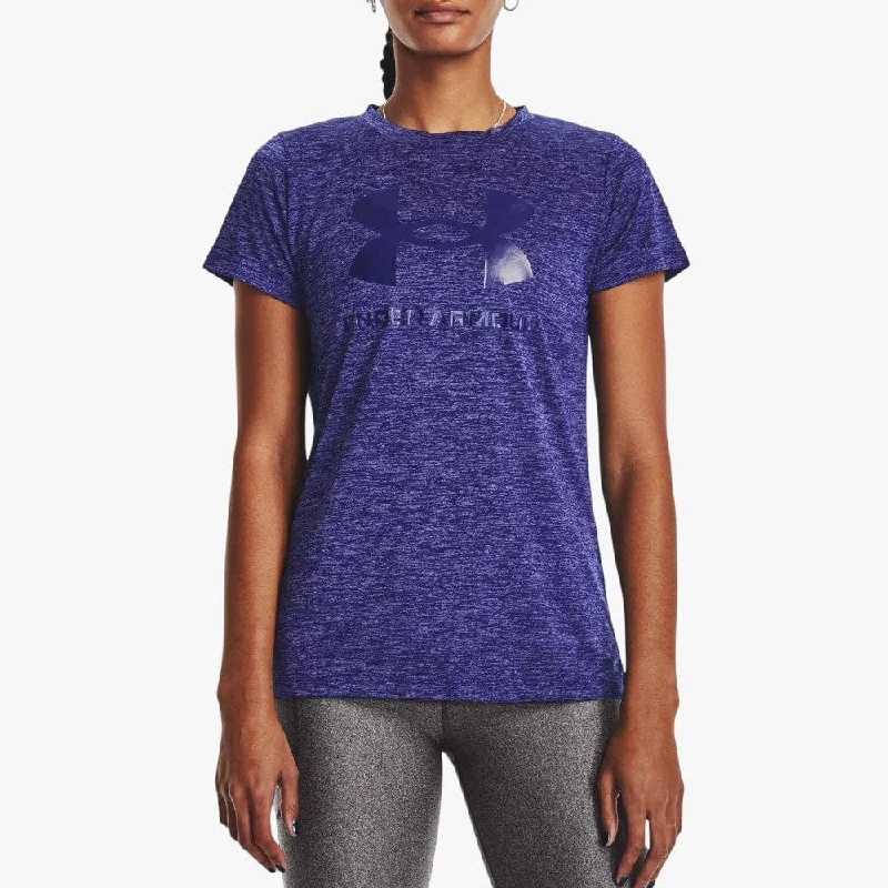 Under Armour Womens Tech Twist Short Sleeve Tee 468 Blue Iron Safe Non-Iron Wrinkle Free