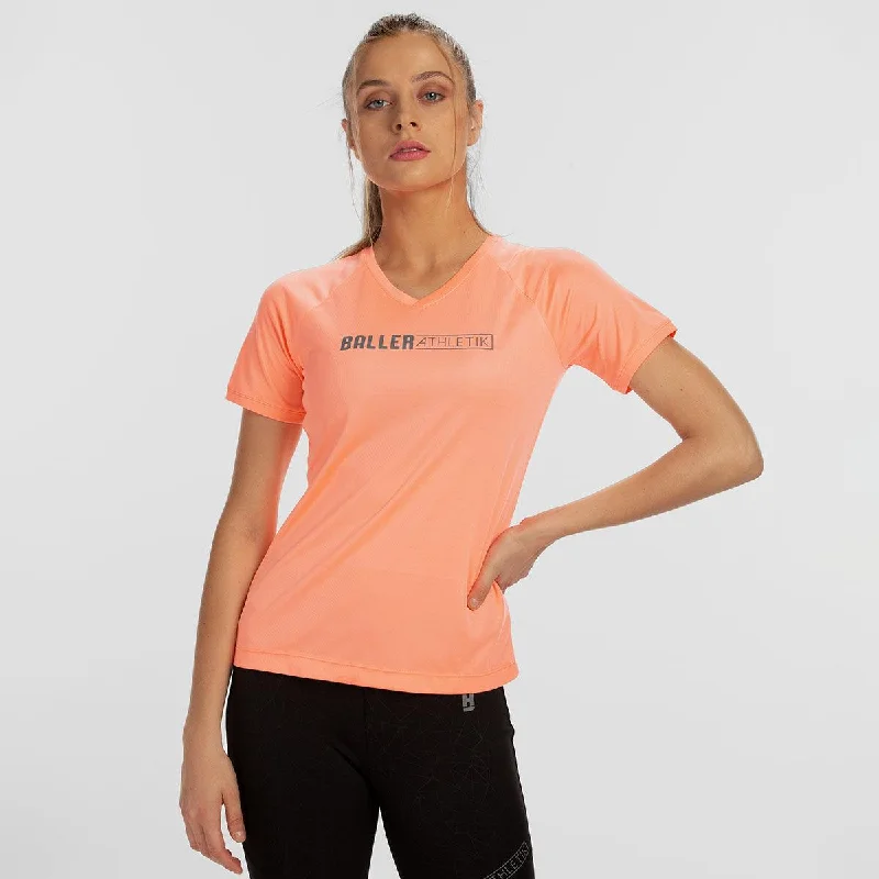 V-neck Performance Tees - Coral Satin Fabric Silk Fabric Chiffon Fabric