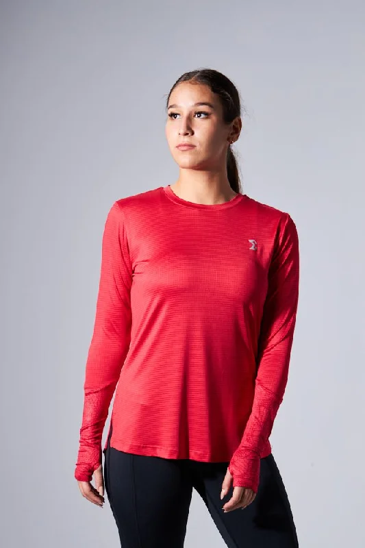 Viva Magenta Artist Thumb Long Sleeve Tee Welt Pockets Slit Pockets Flap Pockets