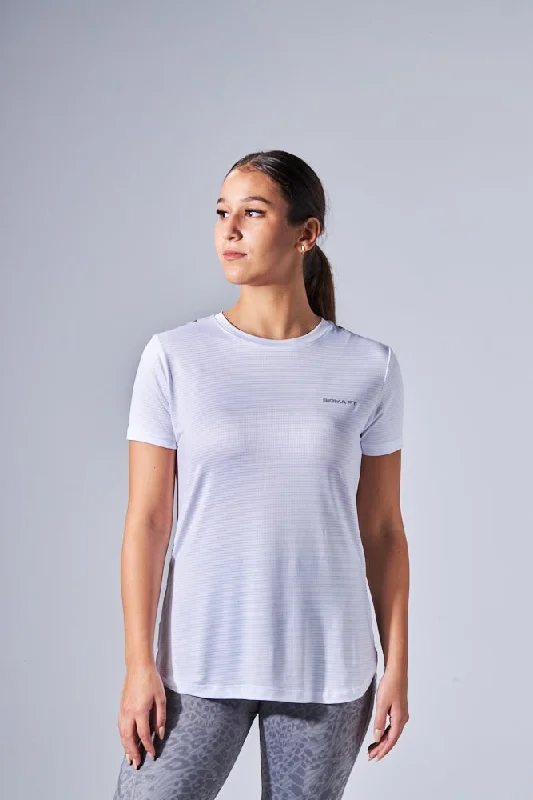 White LiteRun Performance Tee Nylon Fabric Polyester Fabric Spandex Fabric