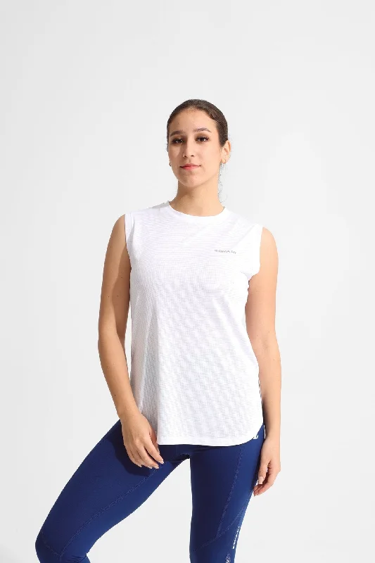 White LiteRun Sleeveless Tee Terry Blend Velvet Blend Canvas Blend
