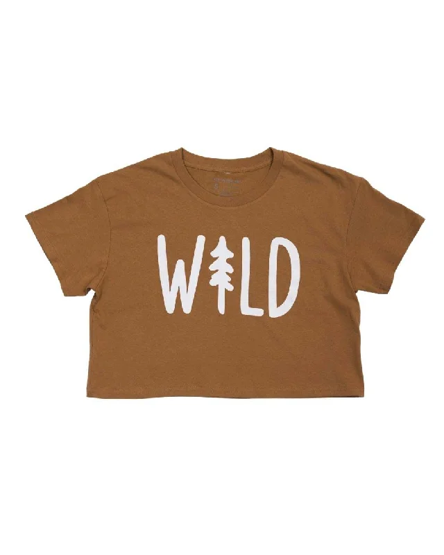 Wild Pine Women's Crop Tee | Camel Rayon Velvet Corduroy