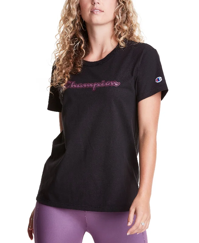 Women's Boyfriend Logo Cotton T-Shirt Wool Fabric Cashmere Fabric Tweed Fabric