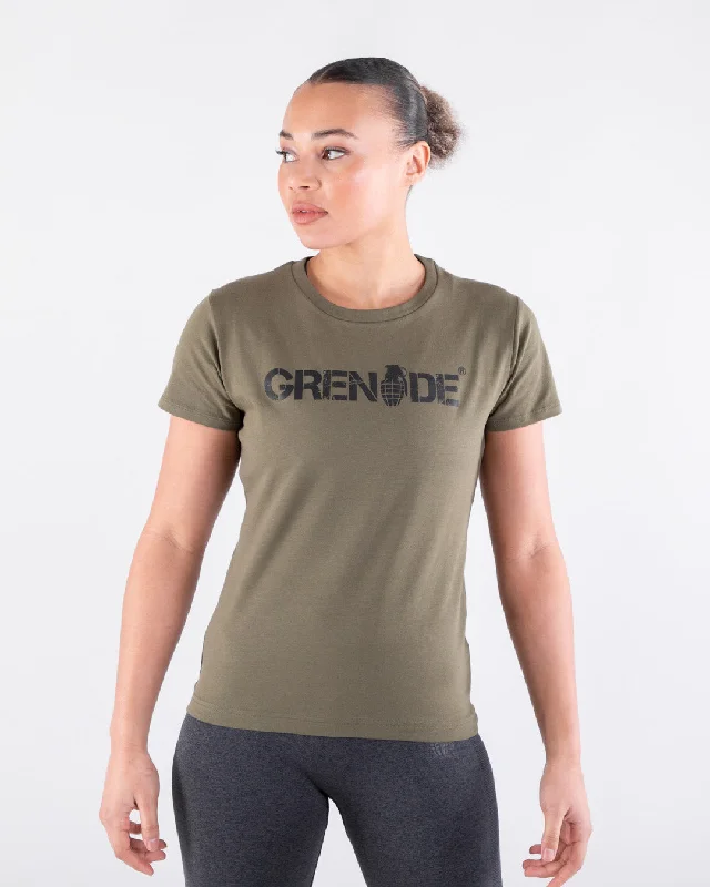 Women's Core Logo T-Shirt - Army Green Print Jacquard Patchwork