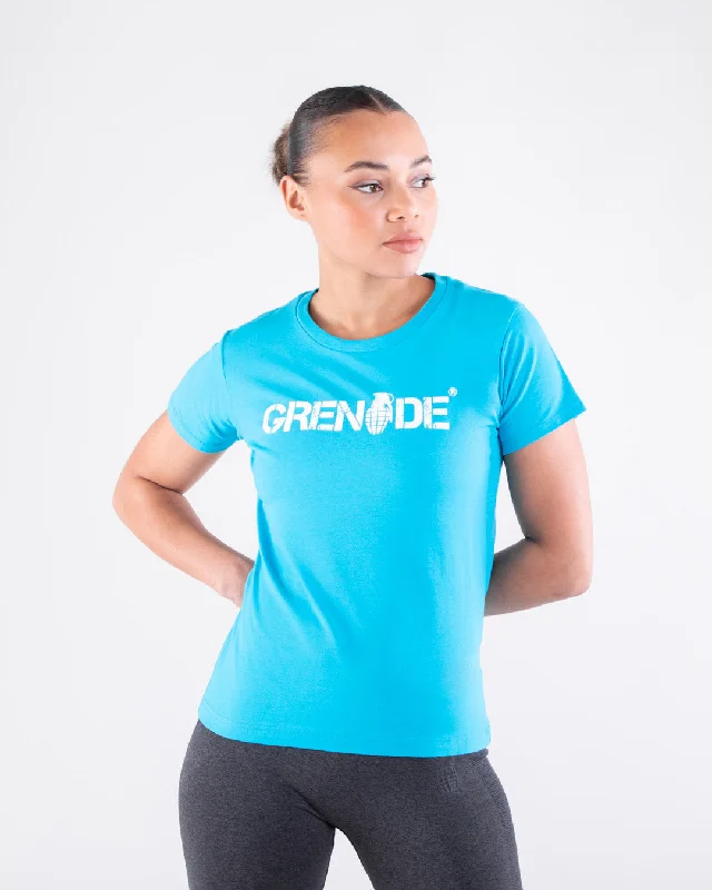 Limited Edition Women's Core Logo T-Shirt - Energy Blue Denim Fabric Leather Fabric Suede Fabric