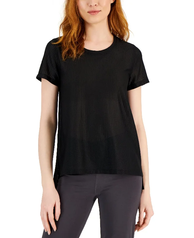 Women's Relaxed Short-Sleeve Mesh Tee Lace Blend Ribbed Blend Corduroy Blend