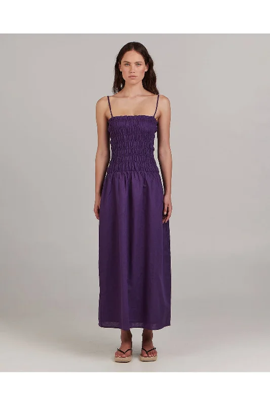 Amanda Maxi Dress - Deep Purple Fashionable Off-Shoulder Maxi Dress