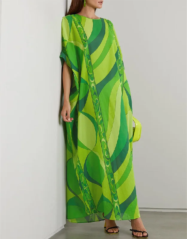 Apple Green Heavy Designer Heavy Maxi Dress Elegant Silk Maxi Dress