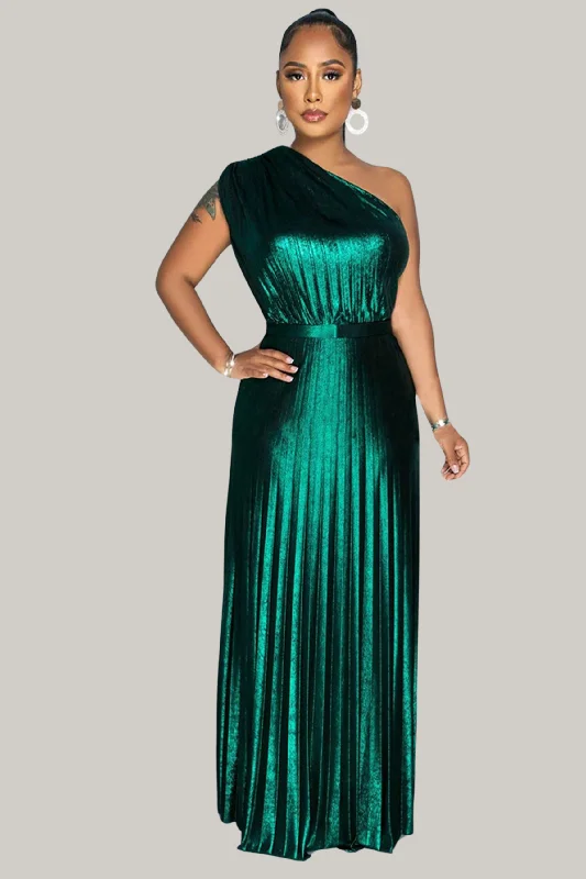 Luna Asymmetric Pleated Maxi Dress Elegant Sleeveless Maxi Dress