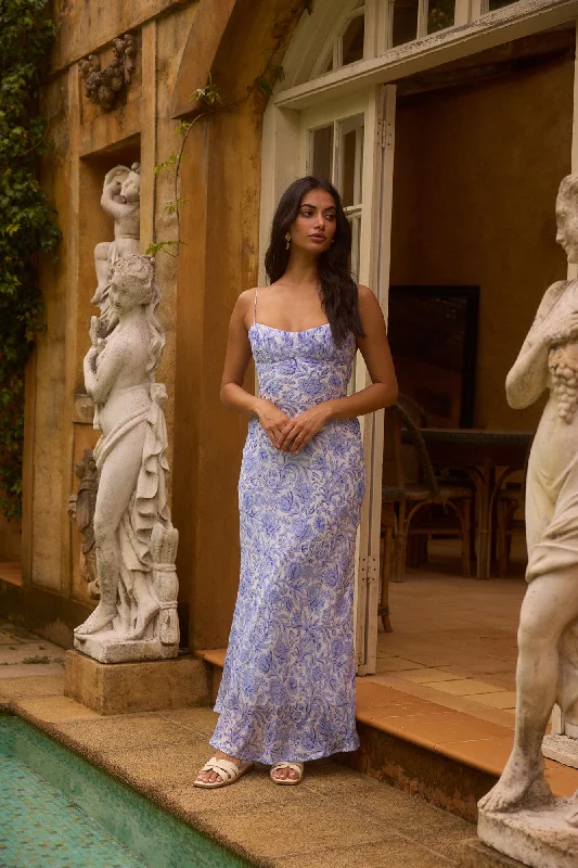 Azure Oasis Maxi Dress Blue Elegant Silk Maxi Dress