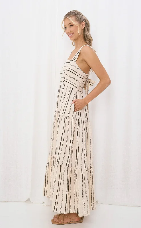 Carbon Tie Back Maxi Dress Comfortable Bohemian Maxi Dress