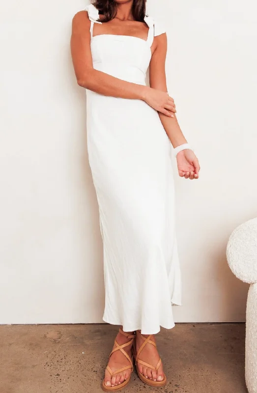 Carmen White Maxi Dress Cozy Longline Maxi Dress