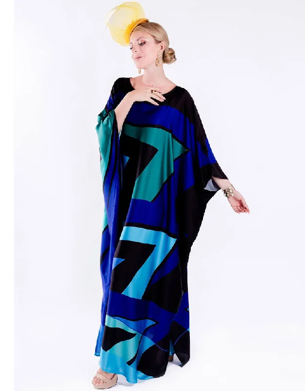 Curious Blue Heavy Designer Digital Printed Maxi Dress Style Kaftan Elegant Boho Maxi Dress Curious Blue Heavy Designer Digital Printed Maxi Dress Style Kaftan Elegant Boho Maxi Dress
